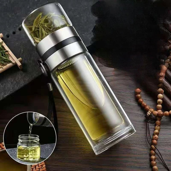 Tea Water Bottle High Borosilicate Glass Double Layer Tea Water Cup Infuser Tumbler Drinkware Water Bottle With Tea Filter