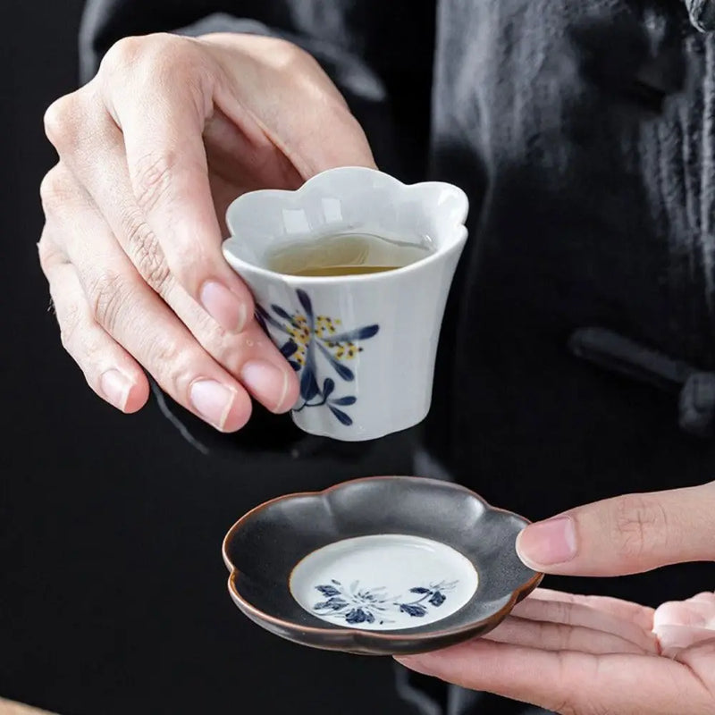 Tea Ceremony Accessories Ceramic Tea Cup Coaster Heat-resistant Durable Insulation Pad Creative Snack Dish Dining Tables