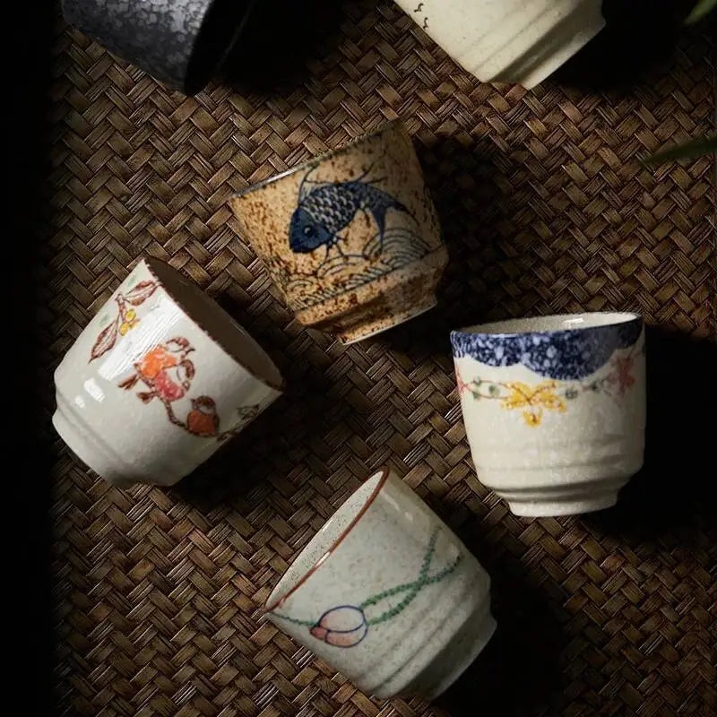 150ml Japanese Ceramics Coffee Cups Retro Water Tea Mug Teacups Drinkware Kitchen Tableware Home Restaurant
