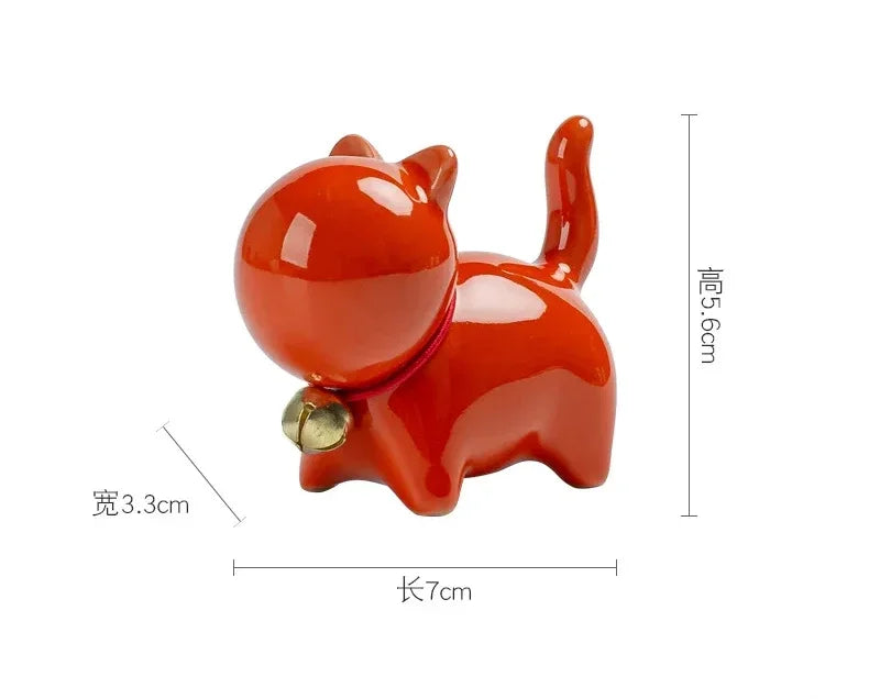 Tea Pet  Ceramics Ornaments Gold Painted Boutique Tea Table Accessories Kitten Creative Ceramics Cute Kitten Ornament Animal