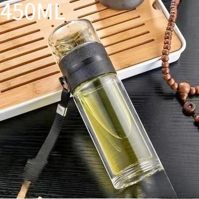 Tea Water Bottle High Borosilicate Glass Double Layer Tea Water Cup Infuser Tumbler Drinkware Water Bottle With Tea Filter