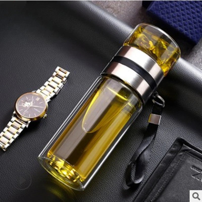 Tea Water Bottle High Borosilicate Glass Double Layer Tea Water Cup Infuser Tumbler Drinkware Water Bottle With Tea Filter