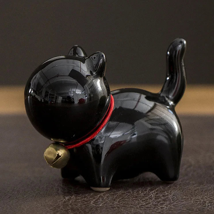Tea Pet  Ceramics Ornaments Gold Painted Boutique Tea Table Accessories Kitten Creative Ceramics Cute Kitten Ornament Animal
