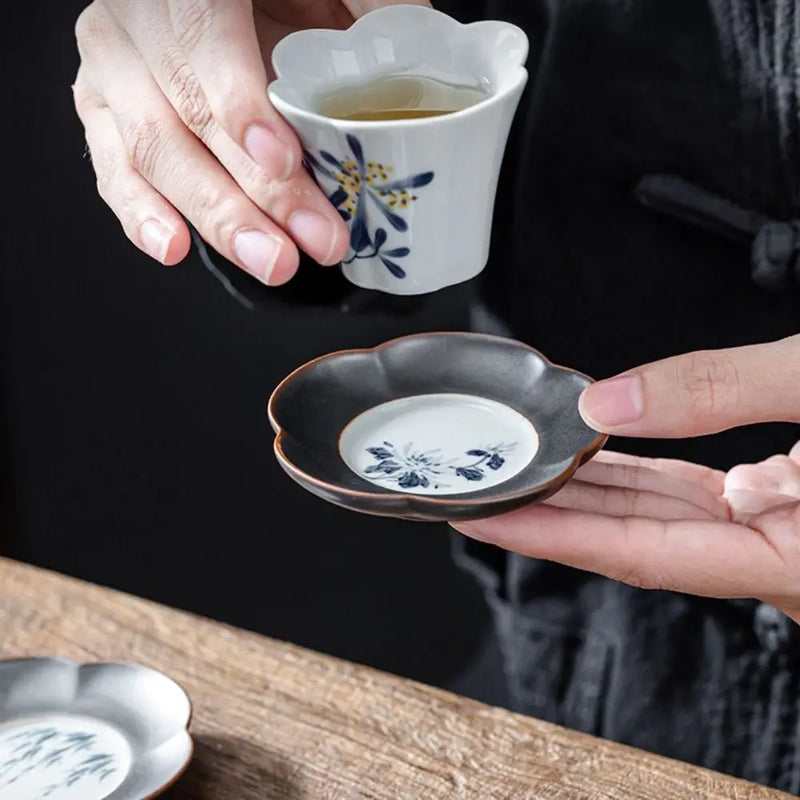 Tea Ceremony Accessories Ceramic Tea Cup Coaster Heat-resistant Durable Insulation Pad Creative Snack Dish Dining Tables