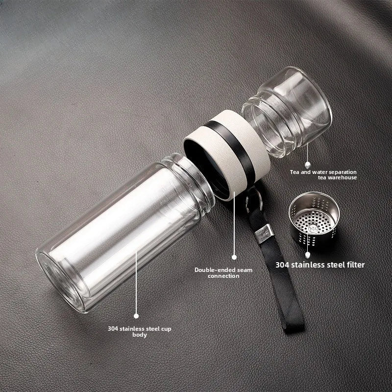Tea Water Bottle High Borosilicate Glass Double Layer Tea Water Cup Infuser Tumbler Drinkware Water Bottle With Tea Filter