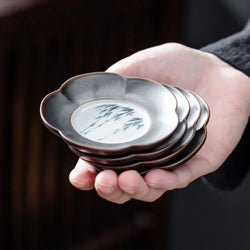 Tea Ceremony Accessories Ceramic Tea Cup Coaster Heat-resistant Durable Insulation Pad Creative Snack Dish Dining Tables
