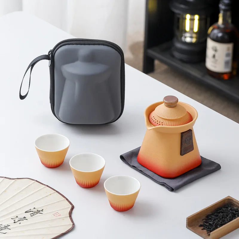 Tea Sets  A Small Set Of Court-Style Travel Tea Sets  Quick Guest Cup  Portable Outdoor Business Souvenir Gifts Birthday Present