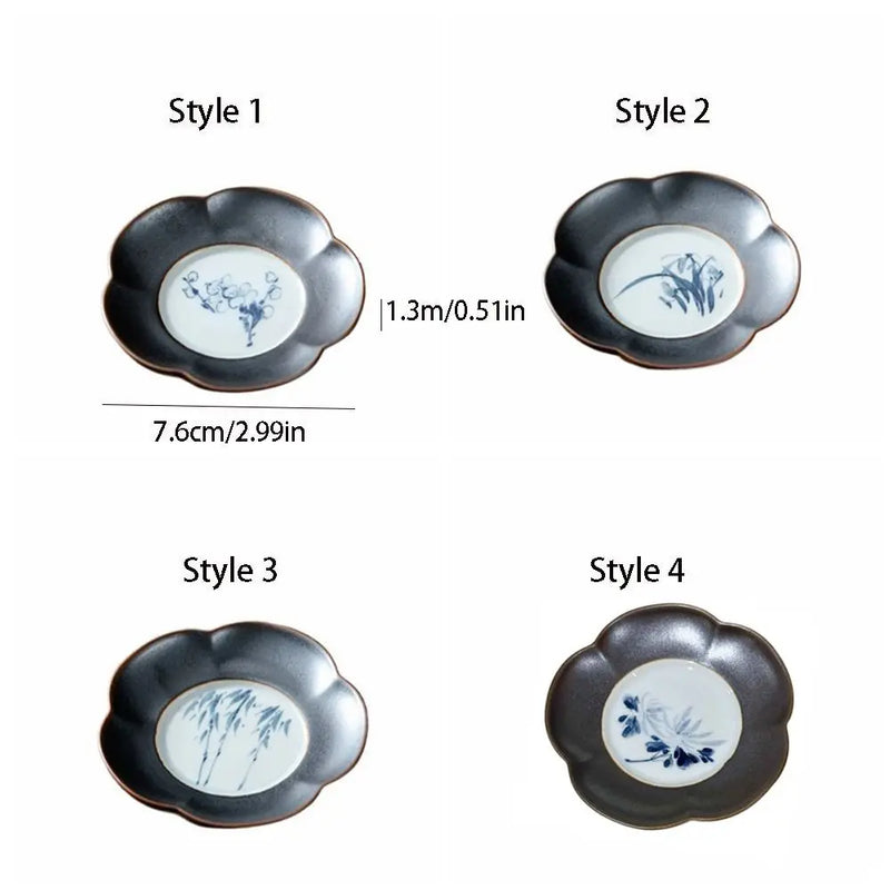 Tea Ceremony Accessories Ceramic Tea Cup Coaster Heat-resistant Durable Insulation Pad Creative Snack Dish Dining Tables