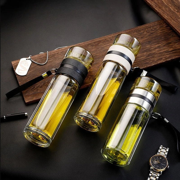 Tea Water Bottle High Borosilicate Glass Double Layer Tea Water Cup Infuser Tumbler Drinkware Water Bottle With Tea Filter