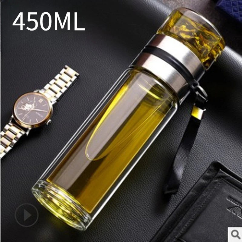 Tea Water Bottle High Borosilicate Glass Double Layer Tea Water Cup Infuser Tumbler Drinkware Water Bottle With Tea Filter