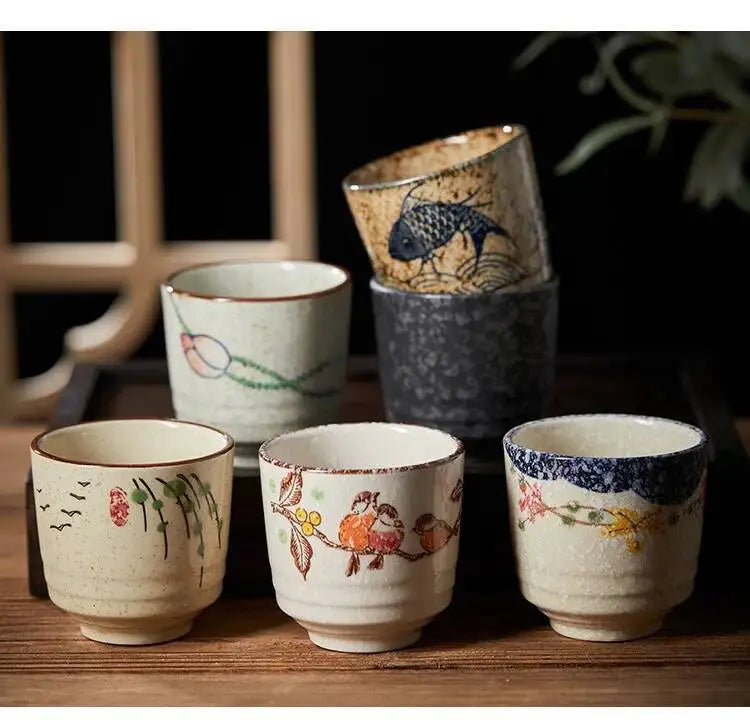 150ml Japanese Ceramics Coffee Cups Retro Water Tea Mug Teacups Drinkware Kitchen Tableware Home Restaurant