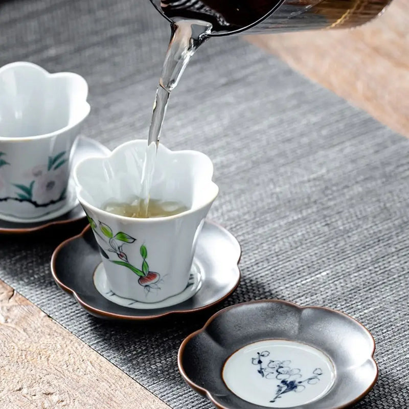 Tea Ceremony Accessories Ceramic Tea Cup Coaster Heat-resistant Durable Insulation Pad Creative Snack Dish Dining Tables