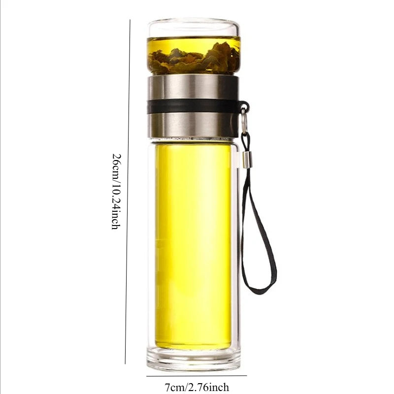 Tea Water Bottle High Borosilicate Glass Double Layer Tea Water Cup Infuser Tumbler Drinkware Water Bottle With Tea Filter