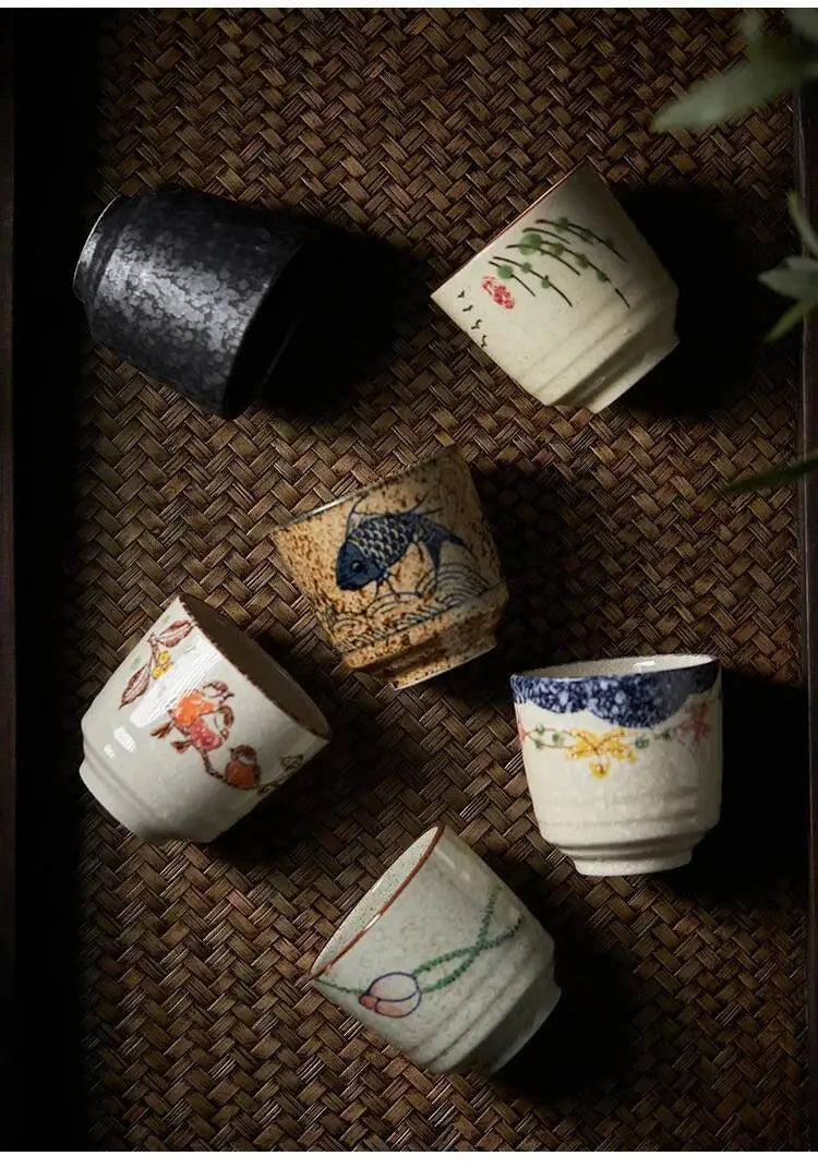 150ml Japanese Ceramics Coffee Cups Retro Water Tea Mug Teacups Drinkware Kitchen Tableware Home Restaurant