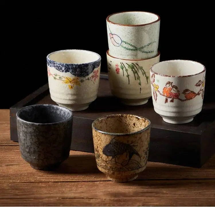 150ml Japanese Ceramics Coffee Cups Retro Water Tea Mug Teacups Drinkware Kitchen Tableware Home Restaurant