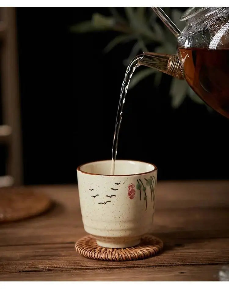 150ml Japanese Ceramics Coffee Cups Retro Water Tea Mug Teacups Drinkware Kitchen Tableware Home Restaurant